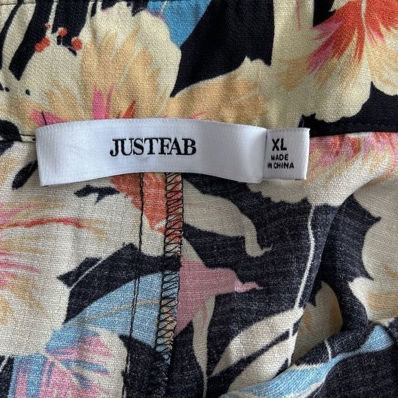 JUST FAB Floral Hugh Waisted Wide Leg Split Pants size XL NWT - Picture 4 of 5